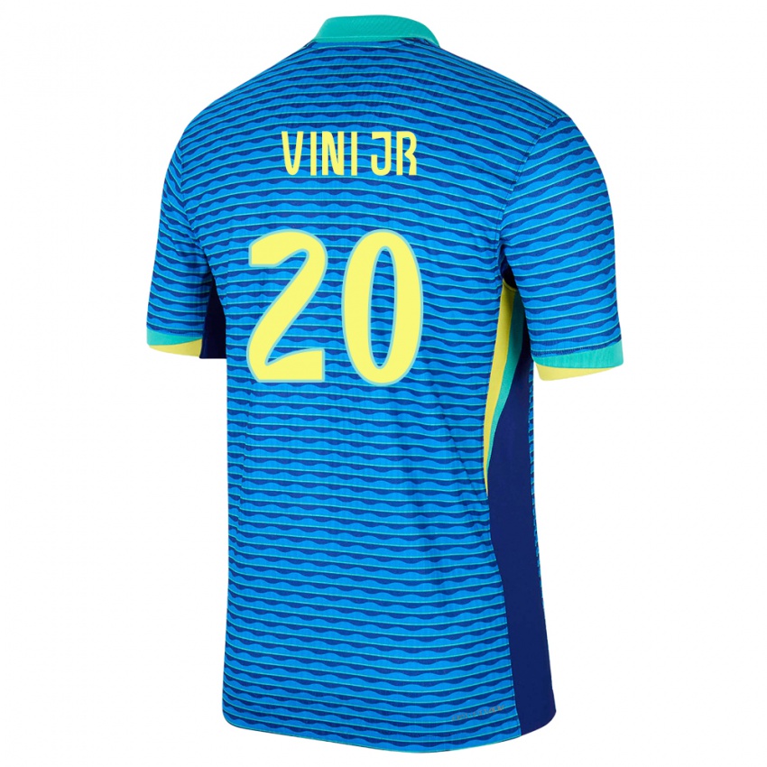 Uomo Maglia Brasile Vinicius Junior #20 Blu Kit Gara Away 24-26 Maglietta