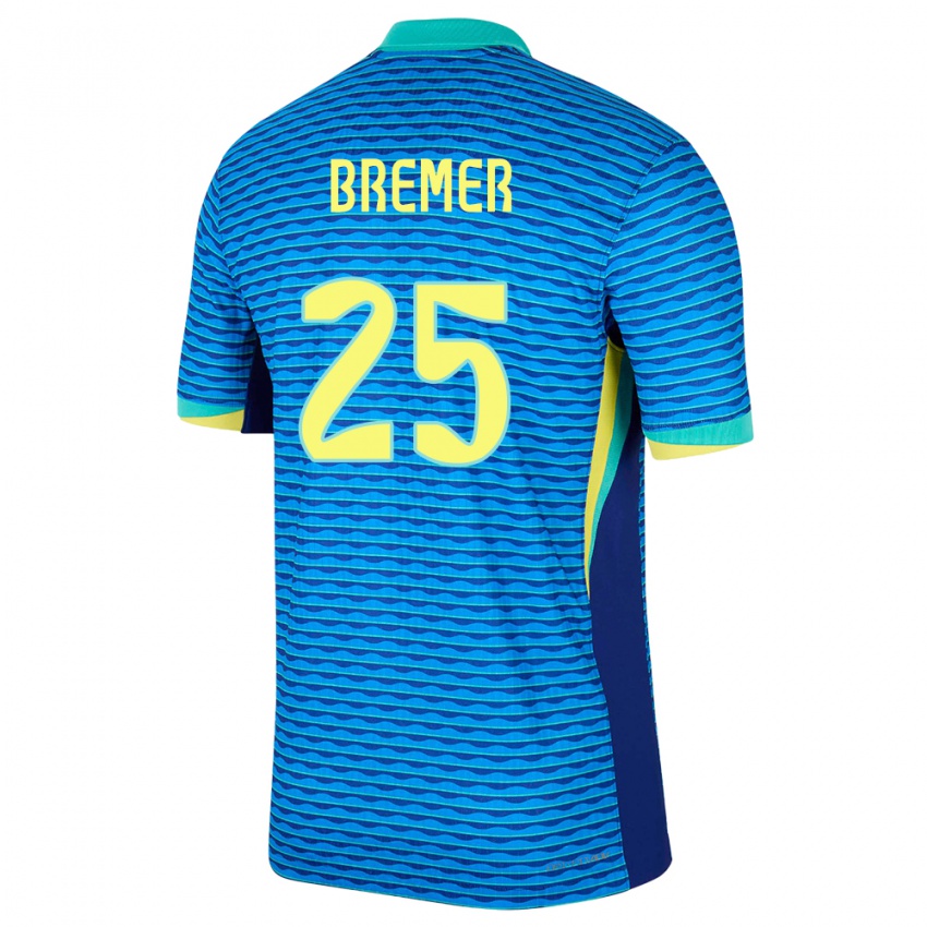 Uomo Maglia Brasile Bremer #25 Blu Kit Gara Away 24-26 Maglietta