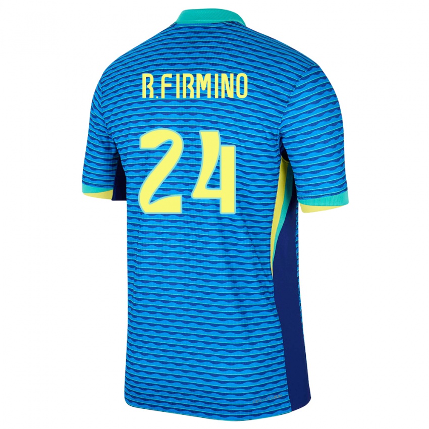 Uomo Maglia Brasile Roberto Firmino #24 Blu Kit Gara Away 24-26 Maglietta