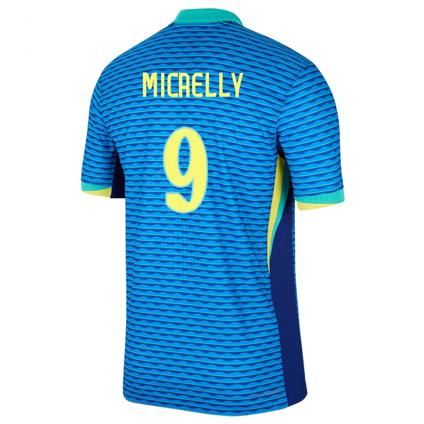 Uomo Maglia Brasile Micaelly #9 Blu Kit Gara Away 24-26 Maglietta