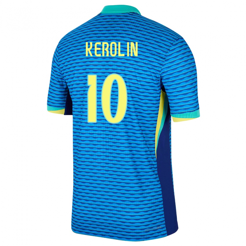 Uomo Maglia Brasile Kerolin Nicoli #10 Blu Kit Gara Away 24-26 Maglietta