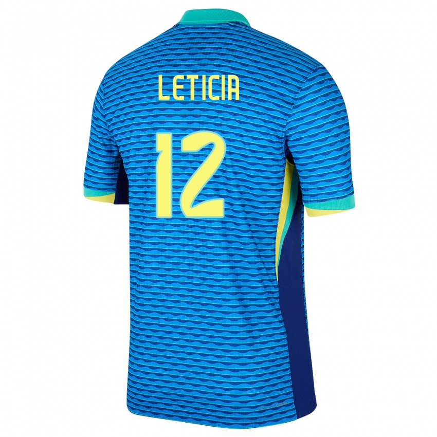 Uomo Maglia Brasile Leticia #12 Blu Kit Gara Away 24-26 Maglietta