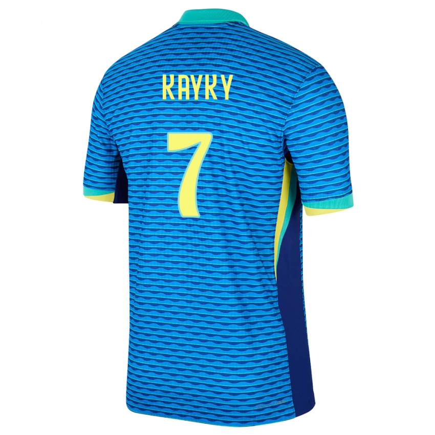 Uomo Maglia Brasile Kayky #7 Blu Kit Gara Away 24-26 Maglietta