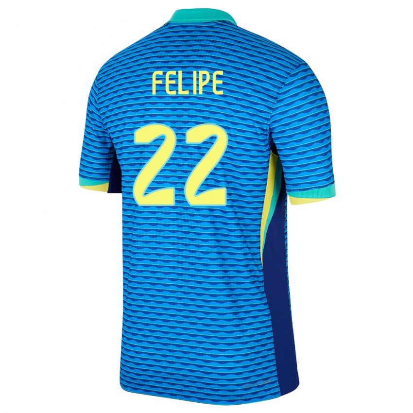 Uomo Maglia Brasile Cayo Felipe #22 Blu Kit Gara Away 24-26 Maglietta