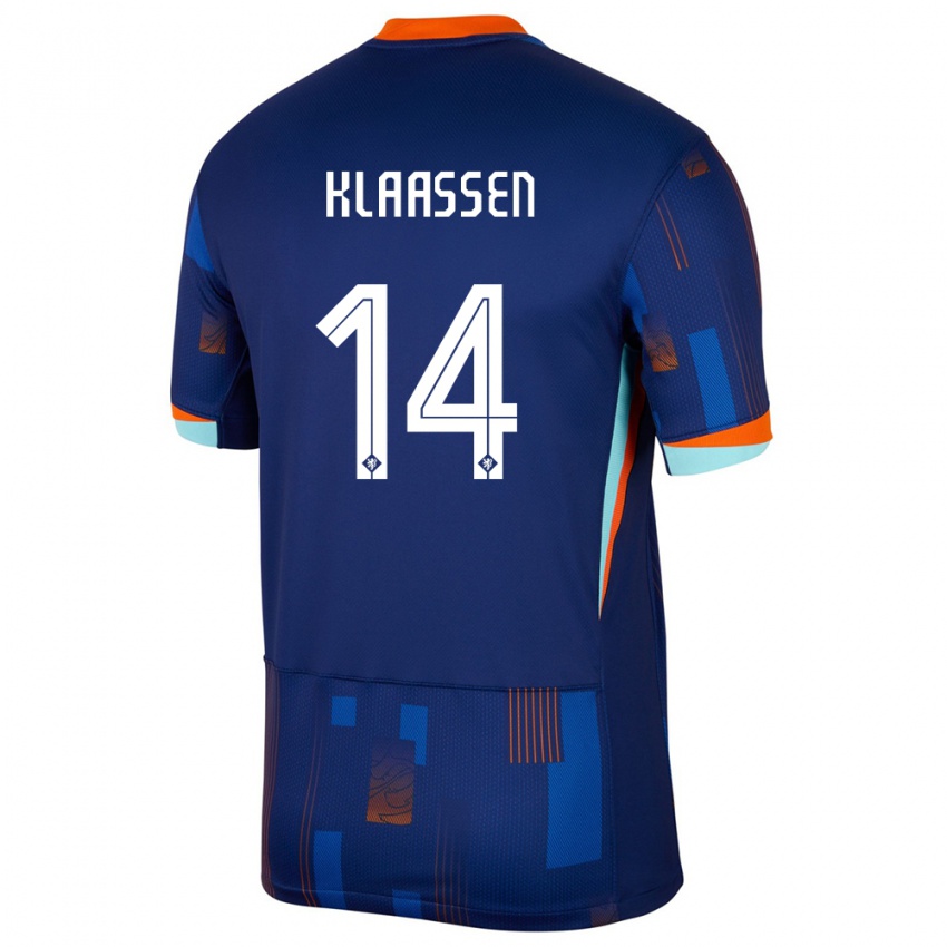 Uomo Maglia Paesi Bassi Davy Klaassen #14 Blu Kit Gara Away 24-26 Maglietta