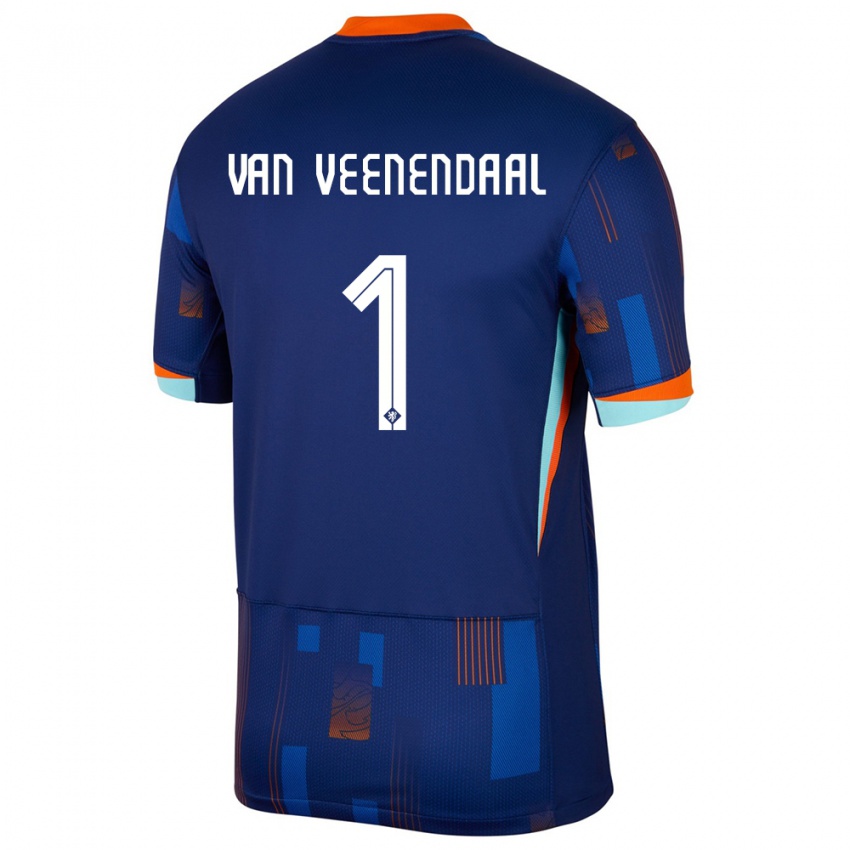 Uomo Maglia Paesi Bassi Sari Van Veenendaal #1 Blu Kit Gara Away 24-26 Maglietta