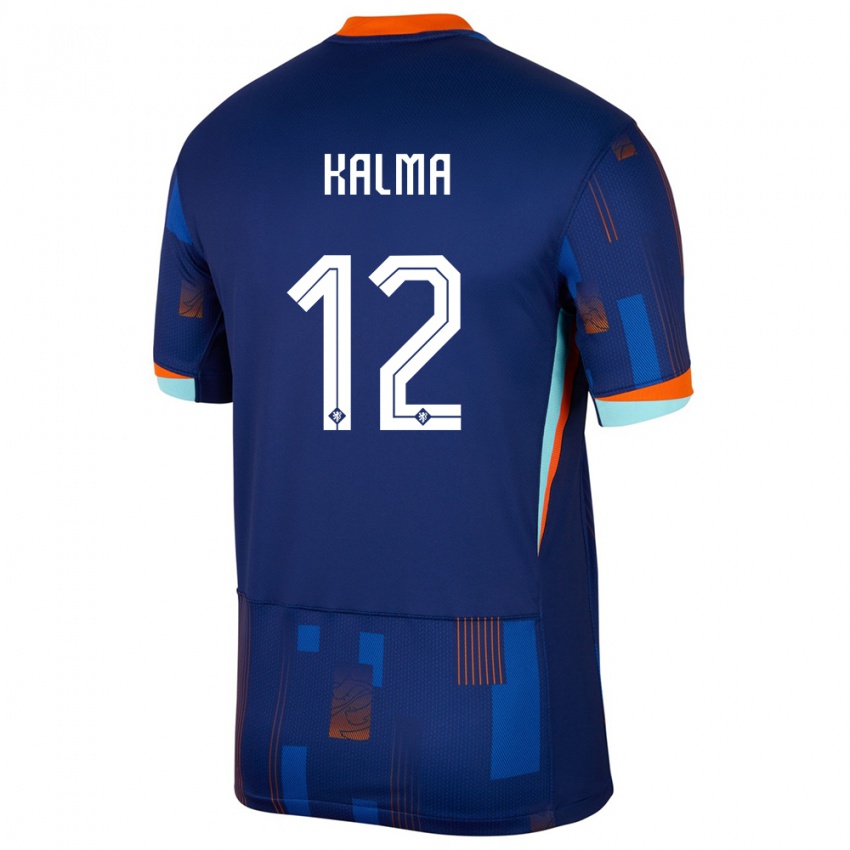 Uomo Maglia Paesi Bassi Fenna Kalma #12 Blu Kit Gara Away 24-26 Maglietta