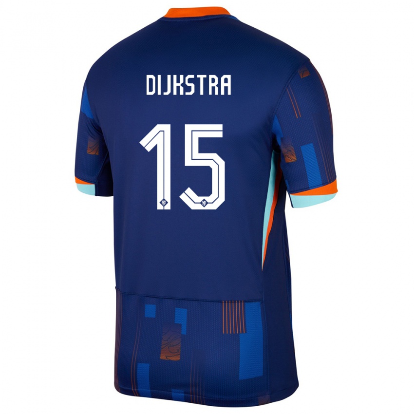 Uomo Maglia Paesi Bassi Caitlin Dijkstra #15 Blu Kit Gara Away 24-26 Maglietta