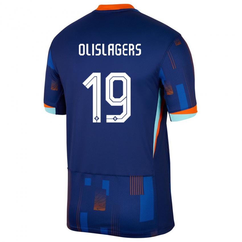 Uomo Maglia Paesi Bassi Marisa Olislagers #19 Blu Kit Gara Away 24-26 Maglietta