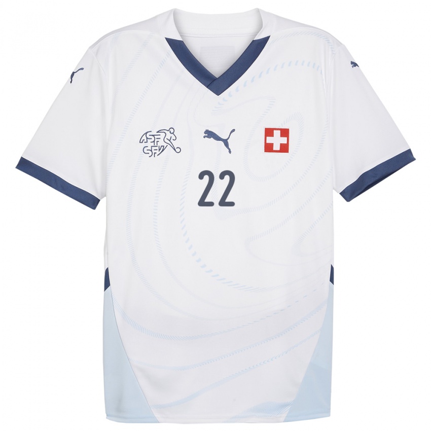 Uomo Maglia Svizzera Fabian Schar #22 Bianco Kit Gara Away 24-26 Maglietta