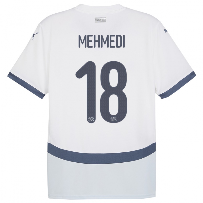 Uomo Maglia Svizzera Admir Mehmedi #18 Bianco Kit Gara Away 24-26 Maglietta