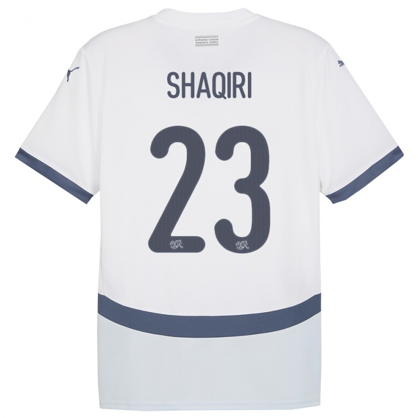 Uomo Maglia Svizzera Xherdan Shaqiri #23 Bianco Kit Gara Away 24-26 Maglietta