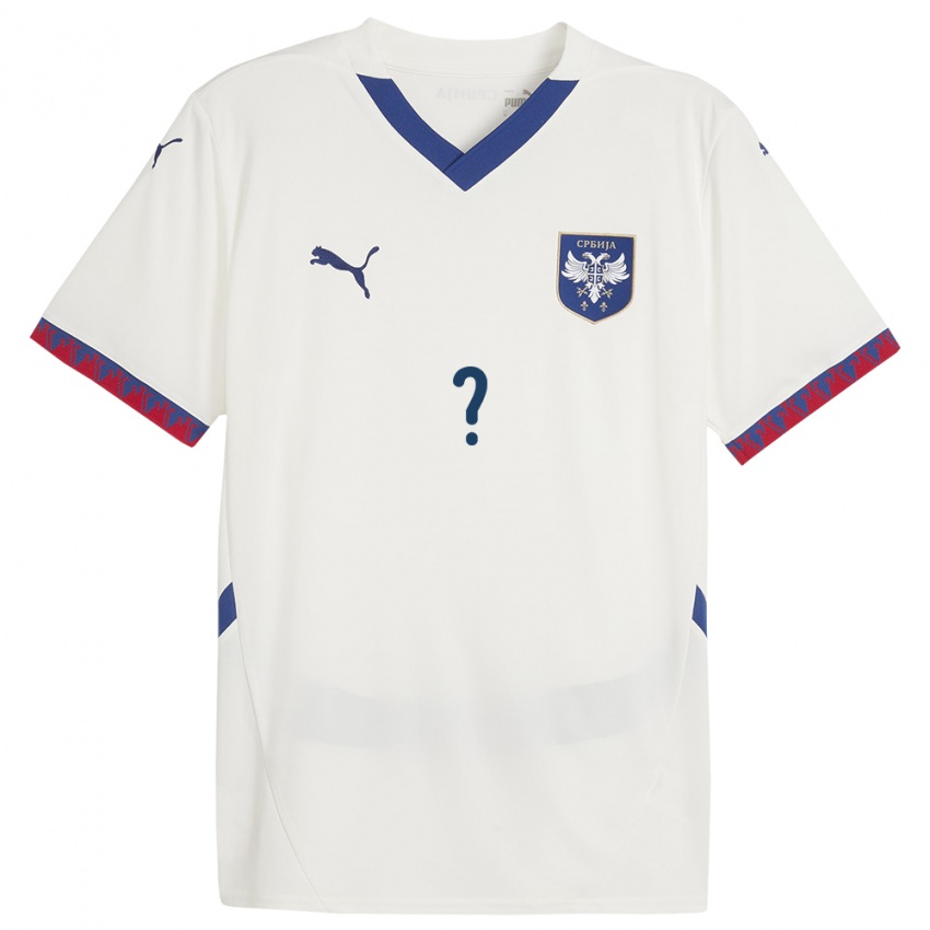 Uomo Maglia Serbia Il Tuo Nome #0 Bianco Kit Gara Away 24-26 Maglietta