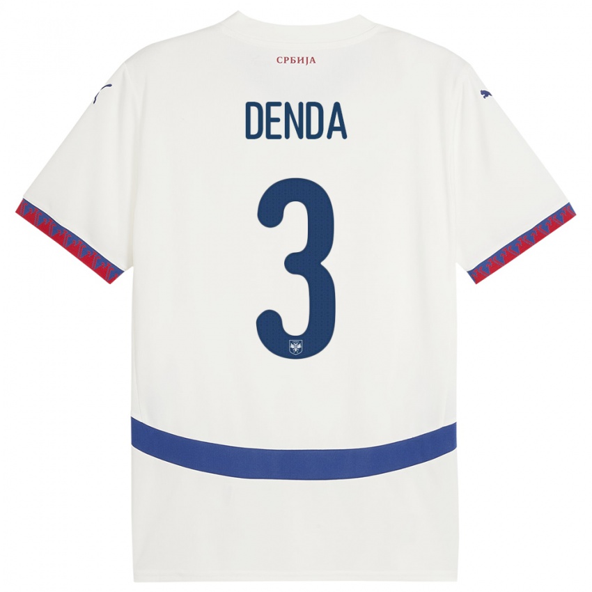 Uomo Maglia Serbia Milica Denda #3 Bianco Kit Gara Away 24-26 Maglietta