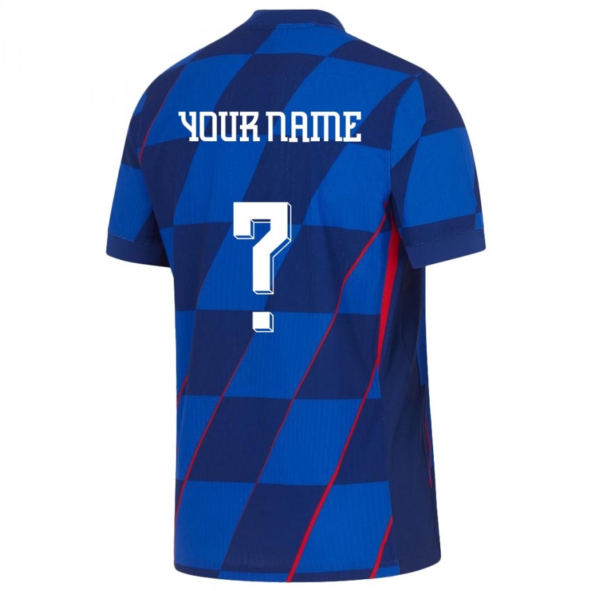 Uomo Maglia Croazia Il Tuo Nome #0 Blu Kit Gara Away 24-26 Maglietta