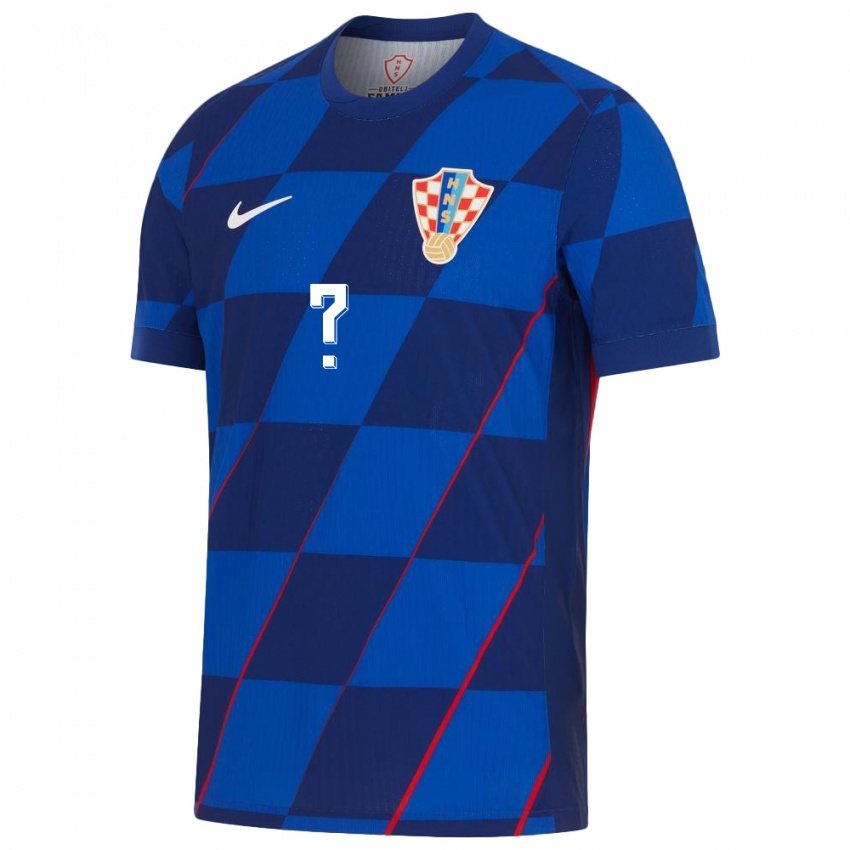 Uomo Maglia Croazia Il Tuo Nome #0 Blu Kit Gara Away 24-26 Maglietta