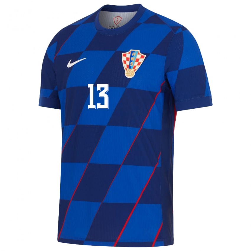 Uomo Maglia Croazia Nikola Vlasic #13 Blu Kit Gara Away 24-26 Maglietta