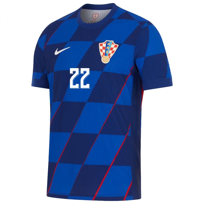 Uomo Maglia Croazia Niko Dolonga #22 Blu Kit Gara Away 24-26 Maglietta