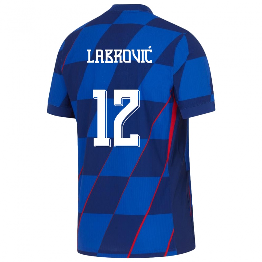 Uomo Maglia Croazia Nediljko Labrovic #12 Blu Kit Gara Away 24-26 Maglietta