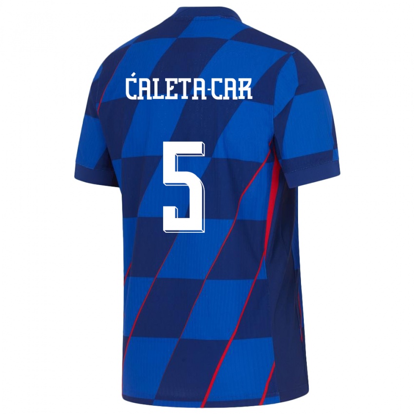 Uomo Maglia Croazia Duje Caleta Car #5 Blu Kit Gara Away 24-26 Maglietta