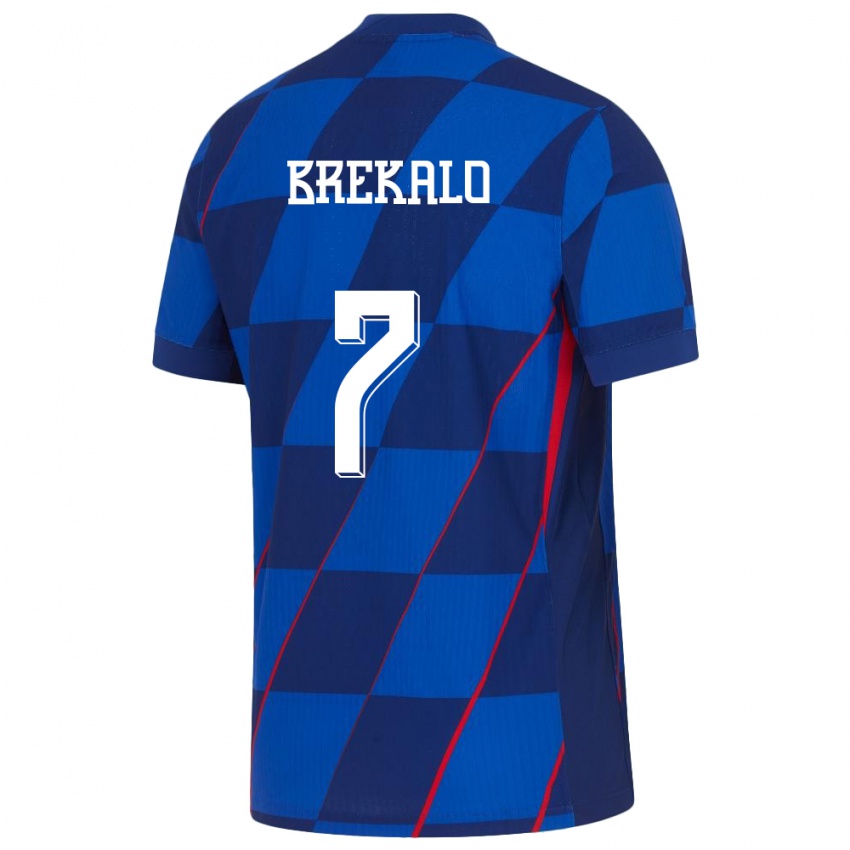 Uomo Maglia Croazia Josip Brekalo #7 Blu Kit Gara Away 24-26 Maglietta