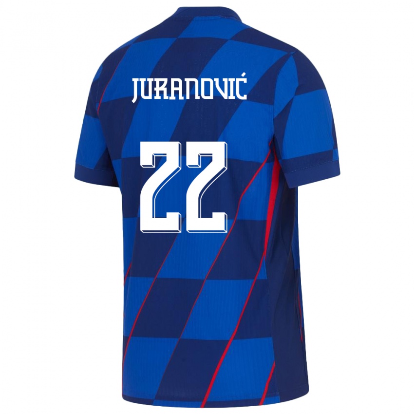 Uomo Maglia Croazia Josip Juranovic #22 Blu Kit Gara Away 24-26 Maglietta