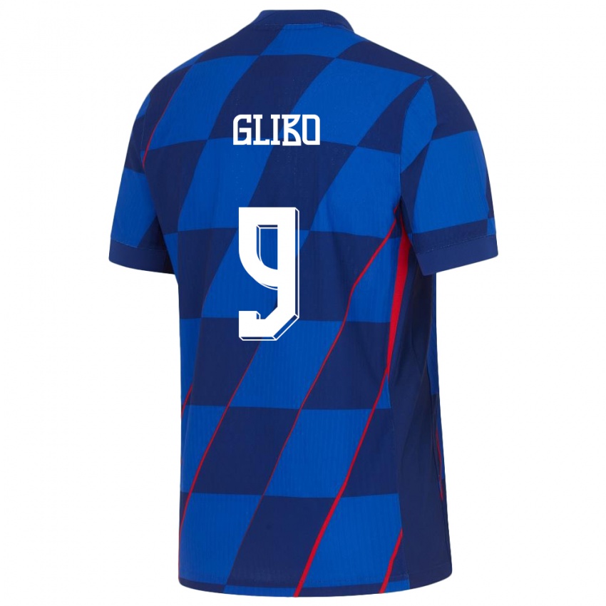 Uomo Maglia Croazia Andrea Glibo #9 Blu Kit Gara Away 24-26 Maglietta