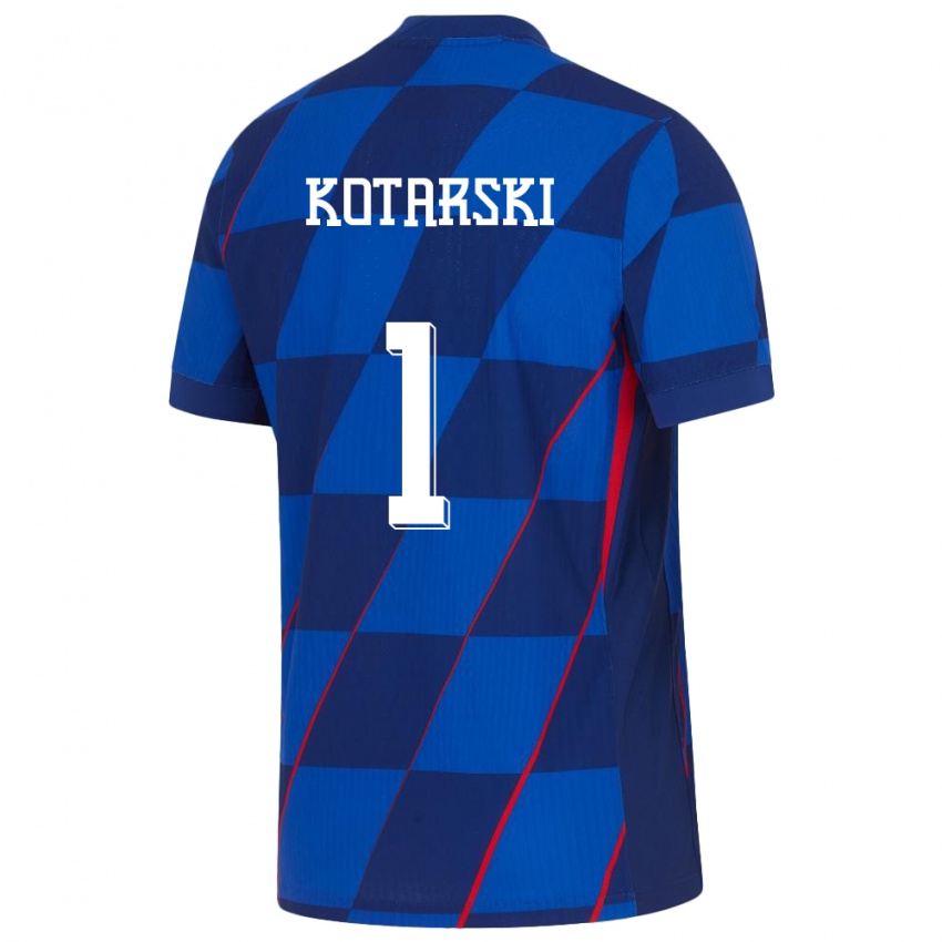 Uomo Maglia Croazia Dominik Kotarski #1 Blu Kit Gara Away 24-26 Maglietta