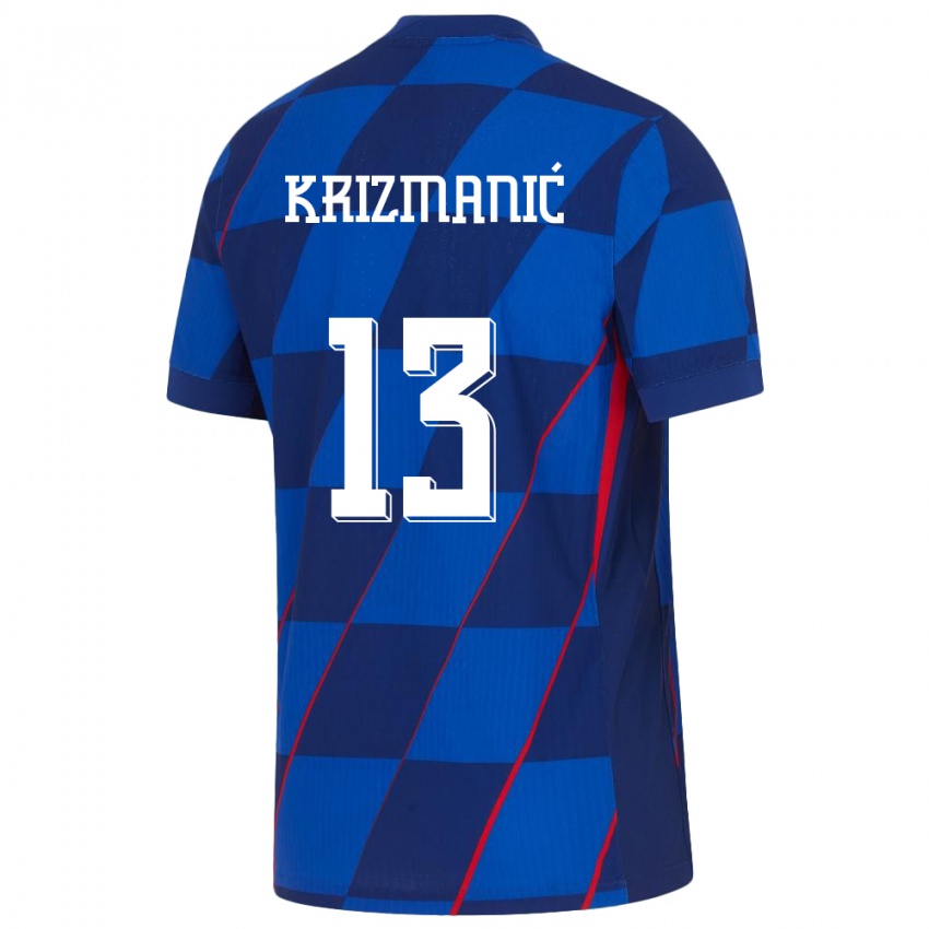 Uomo Maglia Croazia Kresimir Krizmanic #13 Blu Kit Gara Away 24-26 Maglietta