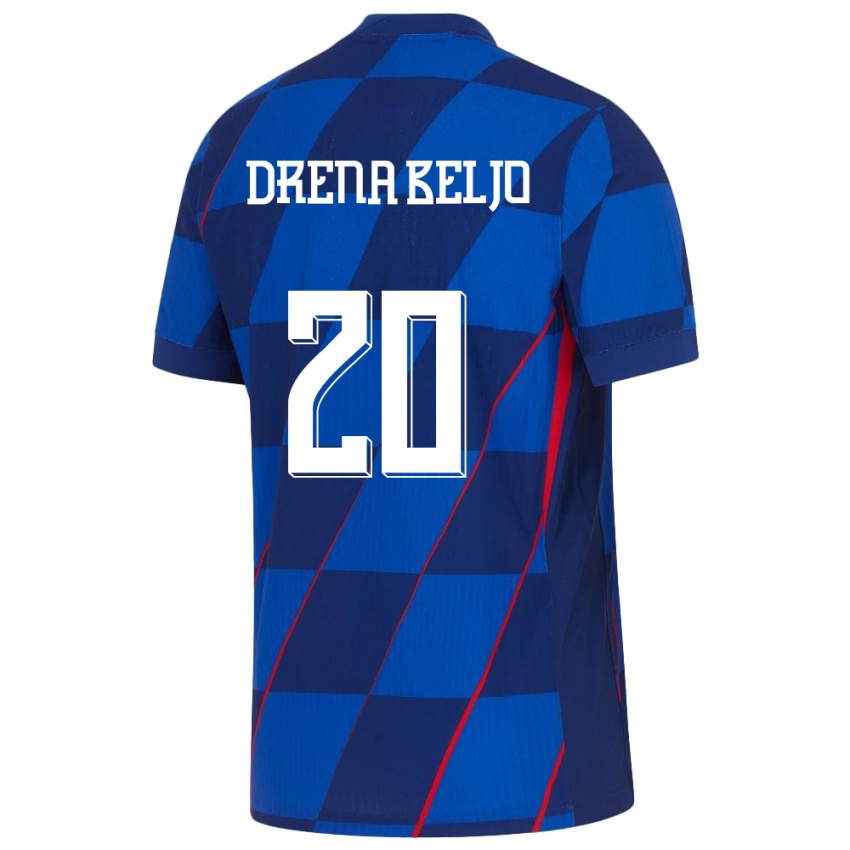 Uomo Maglia Croazia Dion Drena Beljo #20 Blu Kit Gara Away 24-26 Maglietta