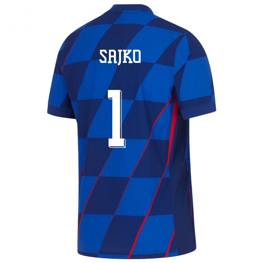 Uomo Maglia Croazia Tin Sajko #1 Blu Kit Gara Away 24-26 Maglietta