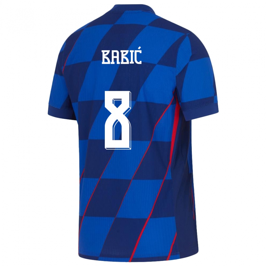 Uomo Maglia Croazia Andro Babic #8 Blu Kit Gara Away 24-26 Maglietta