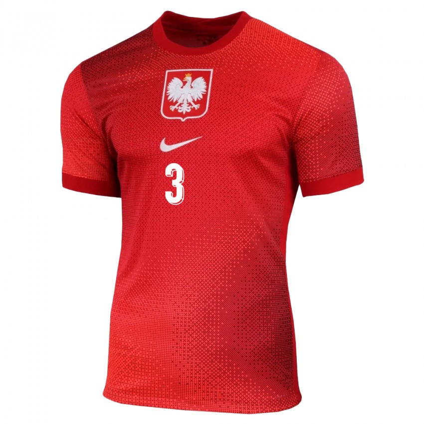 Uomo Maglia Polonia Pawel Dawidowicz #3 Rosso Kit Gara Away 24-26 Maglietta