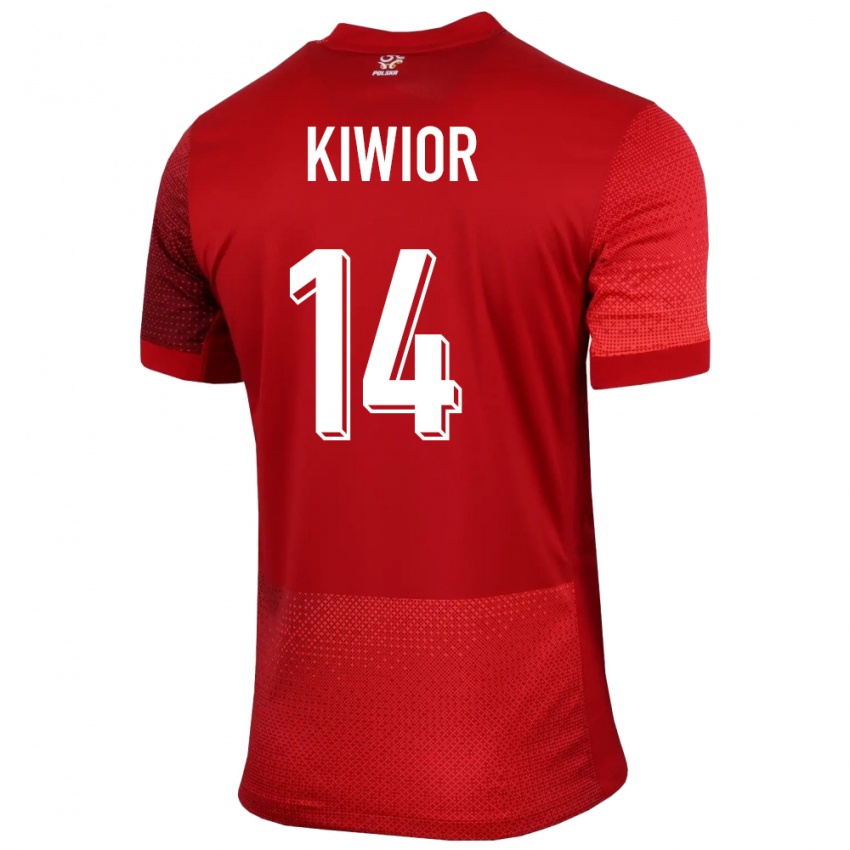 Uomo Maglia Polonia Jakub Kiwior #14 Rosso Kit Gara Away 24-26 Maglietta