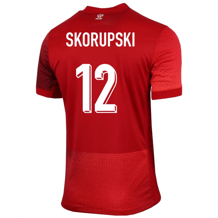 Uomo Maglia Polonia Lukasz Skorupski #12 Rosso Kit Gara Away 24-26 Maglietta