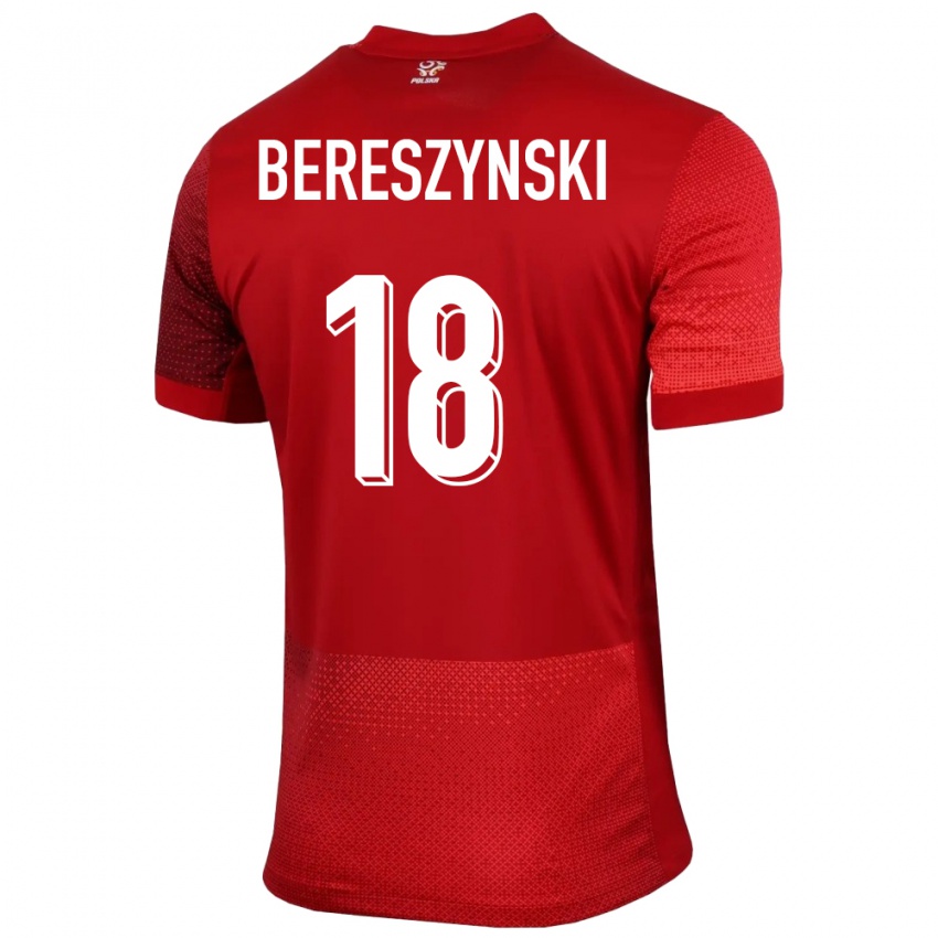 Uomo Maglia Polonia Bartosz Bereszynski #18 Rosso Kit Gara Away 24-26 Maglietta