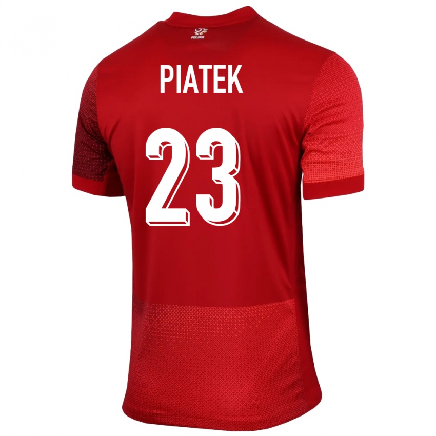 Uomo Maglia Polonia Krzysztof Piatek #23 Rosso Kit Gara Away 24-26 Maglietta