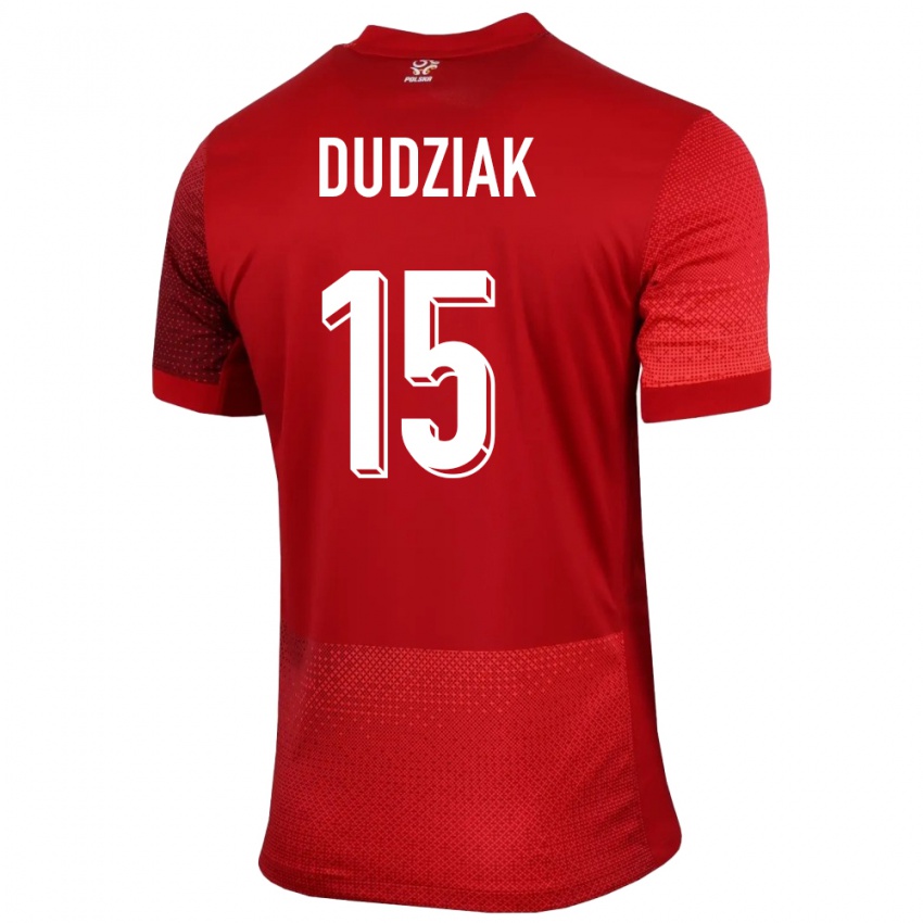 Uomo Maglia Polonia Aleksandra Dudziak #15 Rosso Kit Gara Away 24-26 Maglietta