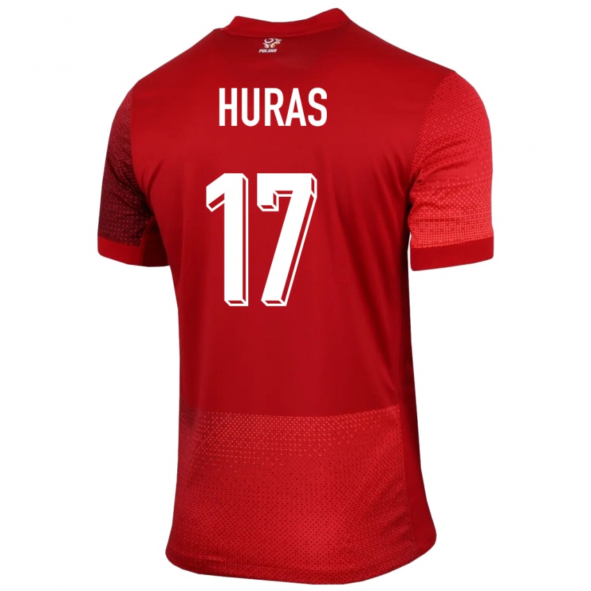 Uomo Maglia Polonia Mike Huras #17 Rosso Kit Gara Away 24-26 Maglietta