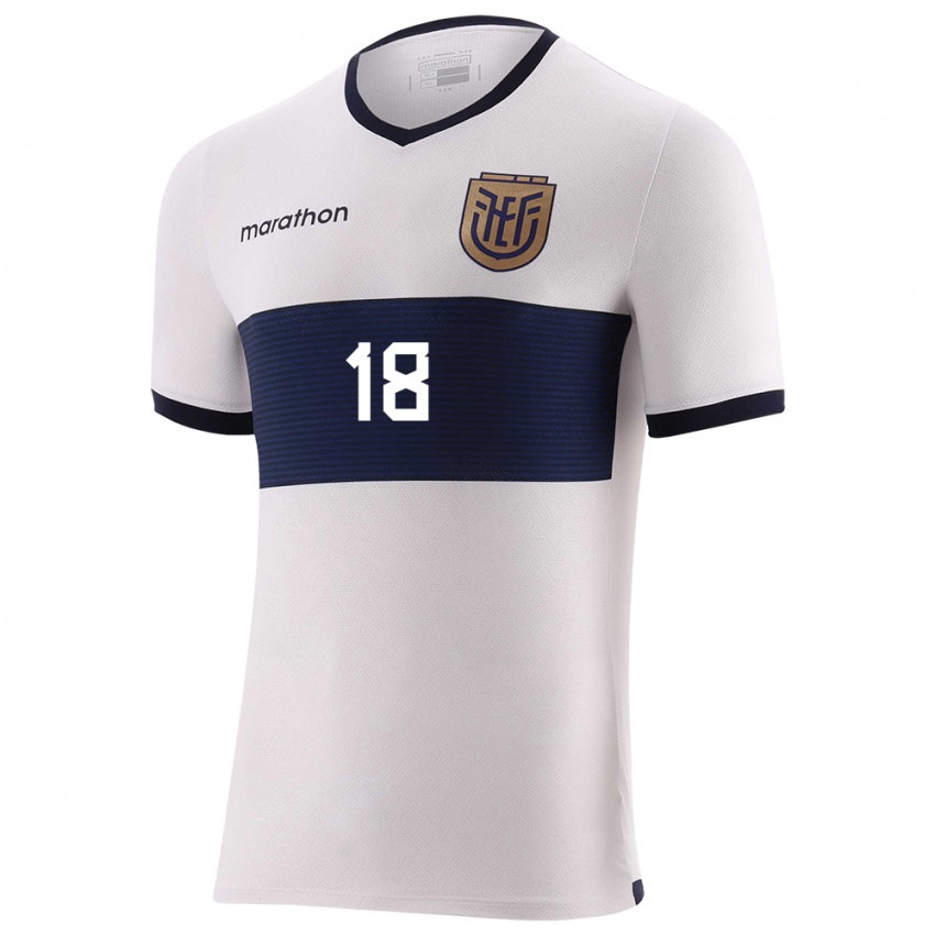 Uomo Maglia Ecuador Diego Palacios #18 Bianco Kit Gara Away 24-26 Maglietta