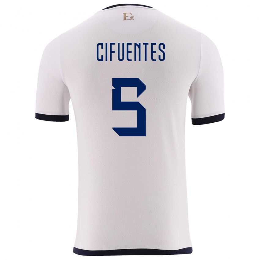 Uomo Maglia Ecuador Jose Cifuentes #5 Bianco Kit Gara Away 24-26 Maglietta