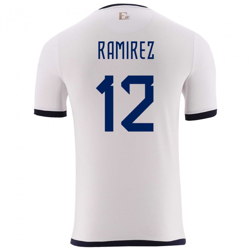 Uomo Maglia Ecuador Moises Ramirez #12 Bianco Kit Gara Away 24-26 Maglietta