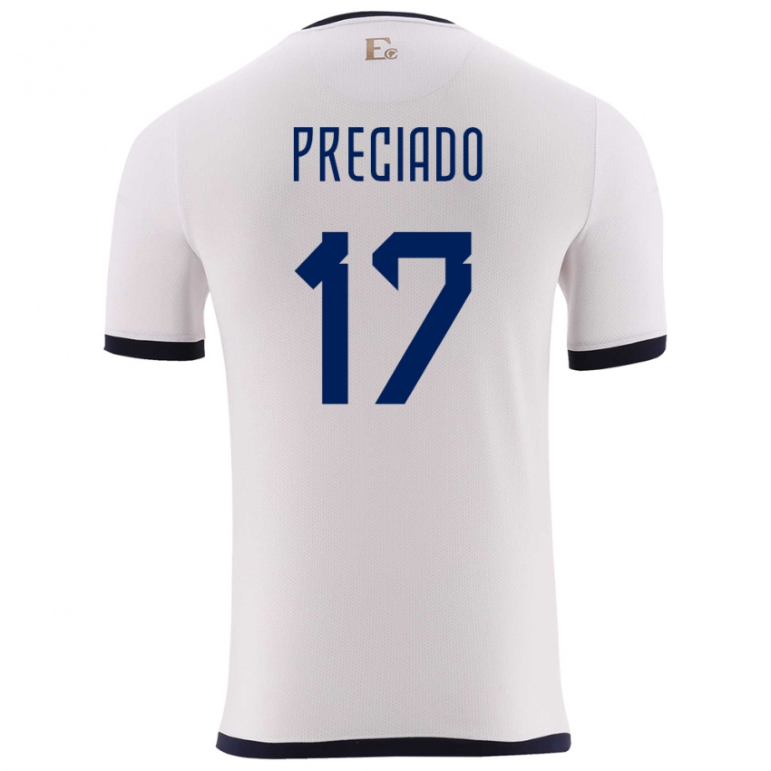 Uomo Maglia Ecuador Angelo Preciado #17 Bianco Kit Gara Away 24-26 Maglietta