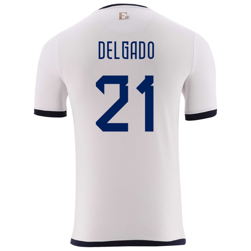 Uomo Maglia Ecuador Patrickson Delgado #21 Bianco Kit Gara Away 24-26 Maglietta