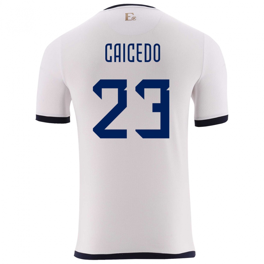 Uomo Maglia Ecuador Moises Caicedo #23 Bianco Kit Gara Away 24-26 Maglietta
