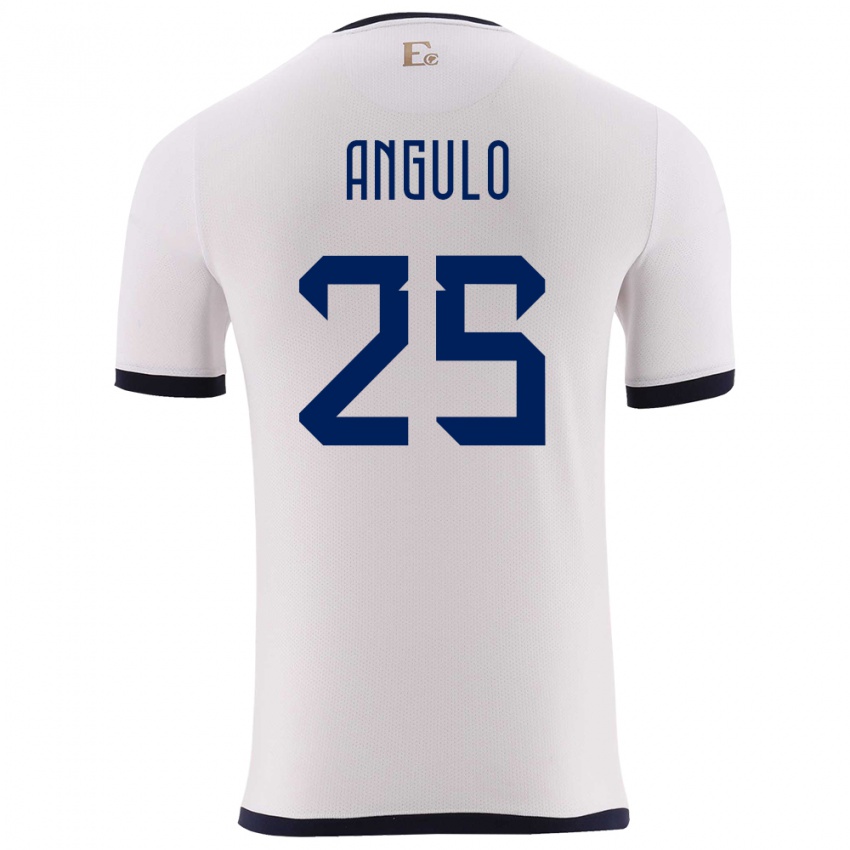 Uomo Maglia Ecuador Nilson Angulo #25 Bianco Kit Gara Away 24-26 Maglietta