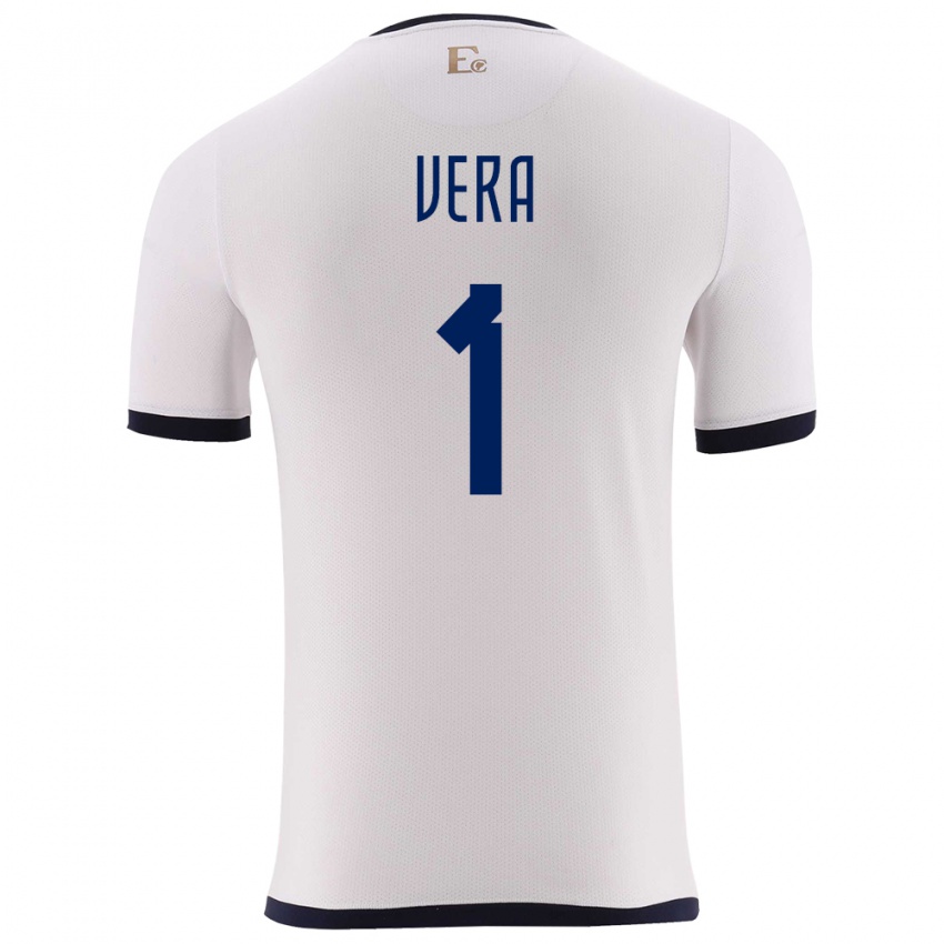 Uomo Maglia Ecuador Andrea Vera #1 Bianco Kit Gara Away 24-26 Maglietta