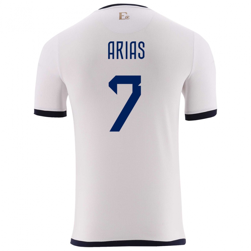 Uomo Maglia Ecuador Emily Arias #7 Bianco Kit Gara Away 24-26 Maglietta