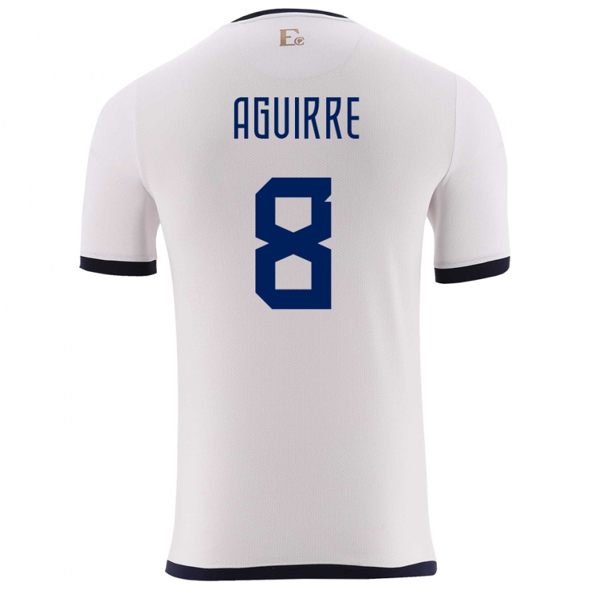 Uomo Maglia Ecuador Marthina Aguirre #8 Bianco Kit Gara Away 24-26 Maglietta