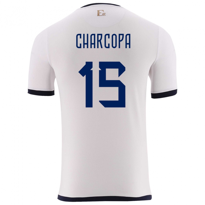 Uomo Maglia Ecuador Nicole Charcopa #15 Bianco Kit Gara Away 24-26 Maglietta